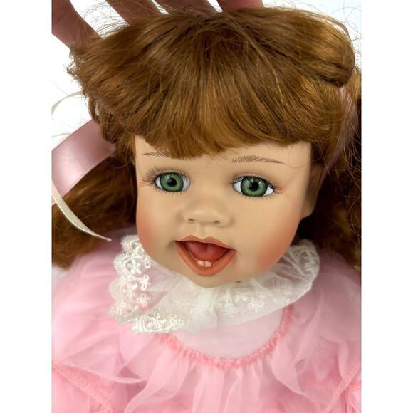 VTG William Tung Doll Tuss Hand Crafted 18" Porcelain Theresa Pink Doll Signed - Picture 4 of 15
